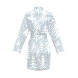 Christmas tree winter forest pattern Women's Long Sleeve Belted Night Robe