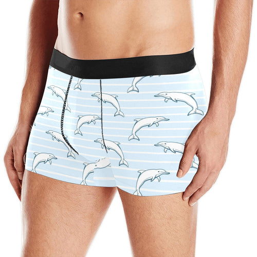 Dolphin blue striped background Men's All Over Print Boxer Briefs Men's Underwear