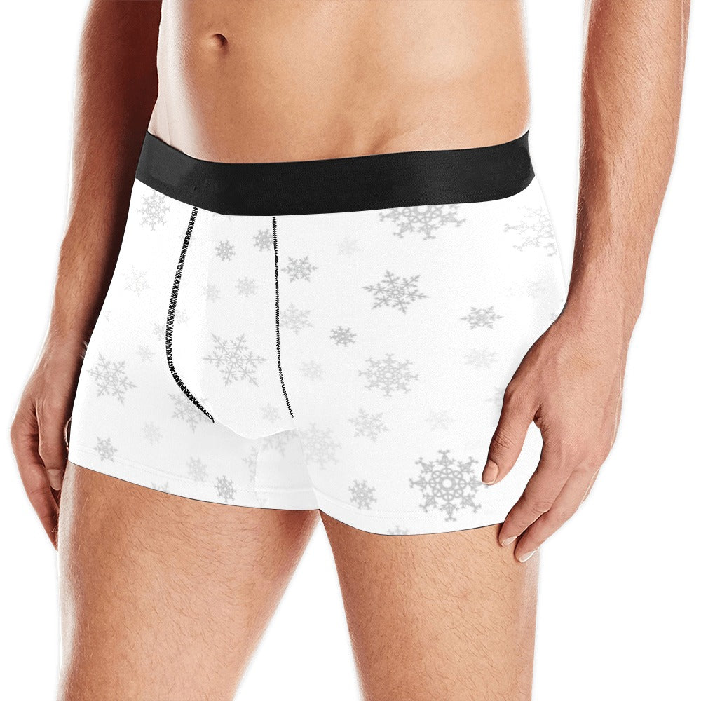Snowflake pattern white background Men's All Over Print Boxer Briefs Men's Underwear