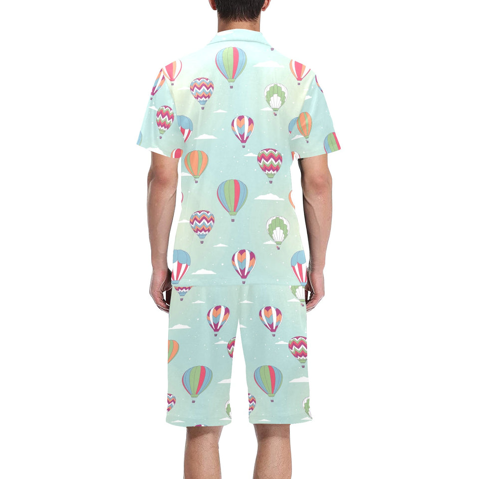 Hot Air Balloon design Pattern Men's V-Neck Short Pajama Set