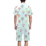 Hot Air Balloon design Pattern Men's V-Neck Short Pajama Set