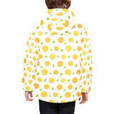 oranges leaves pattern Kids' Boys' Girls' Padded Hooded Jacket
