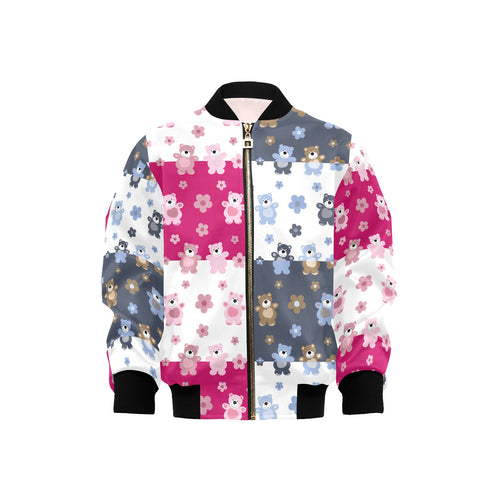 Teddy Bear Pattern Print Design 03 Kids' Boys' Girls' Bomber Jacket