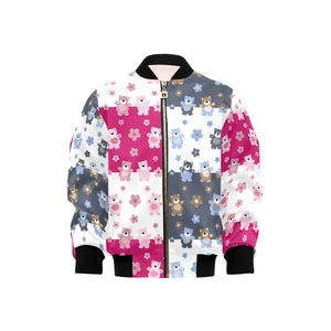 Teddy Bear Pattern Print Design 03 Kids' Boys' Girls' Bomber Jacket