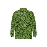 Green hop pattern Men's Long Sleeve Polo Shirt