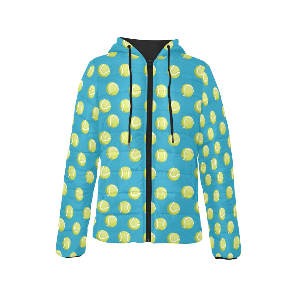 Tennis Pattern Print Design 05 Women's Padded Hooded Jacket