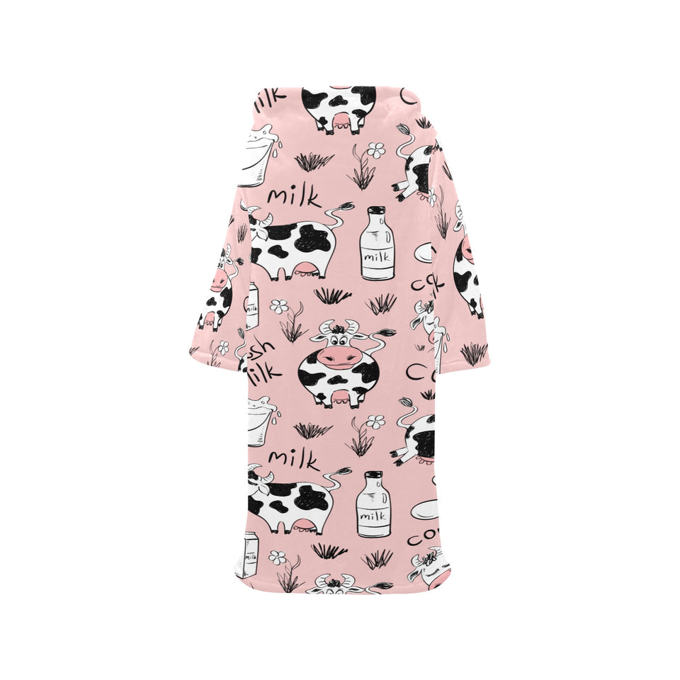 Cows milk product pink background Blanket Robe with Sleeves