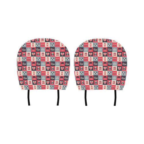 British Pattern Print Design 05 Car Headrest Cover