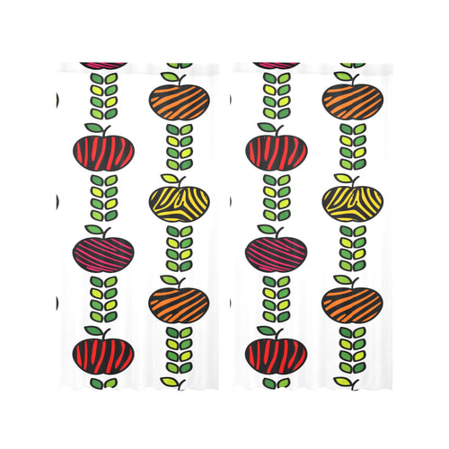 colorful apples leave zebra stripe Gauze Curtain