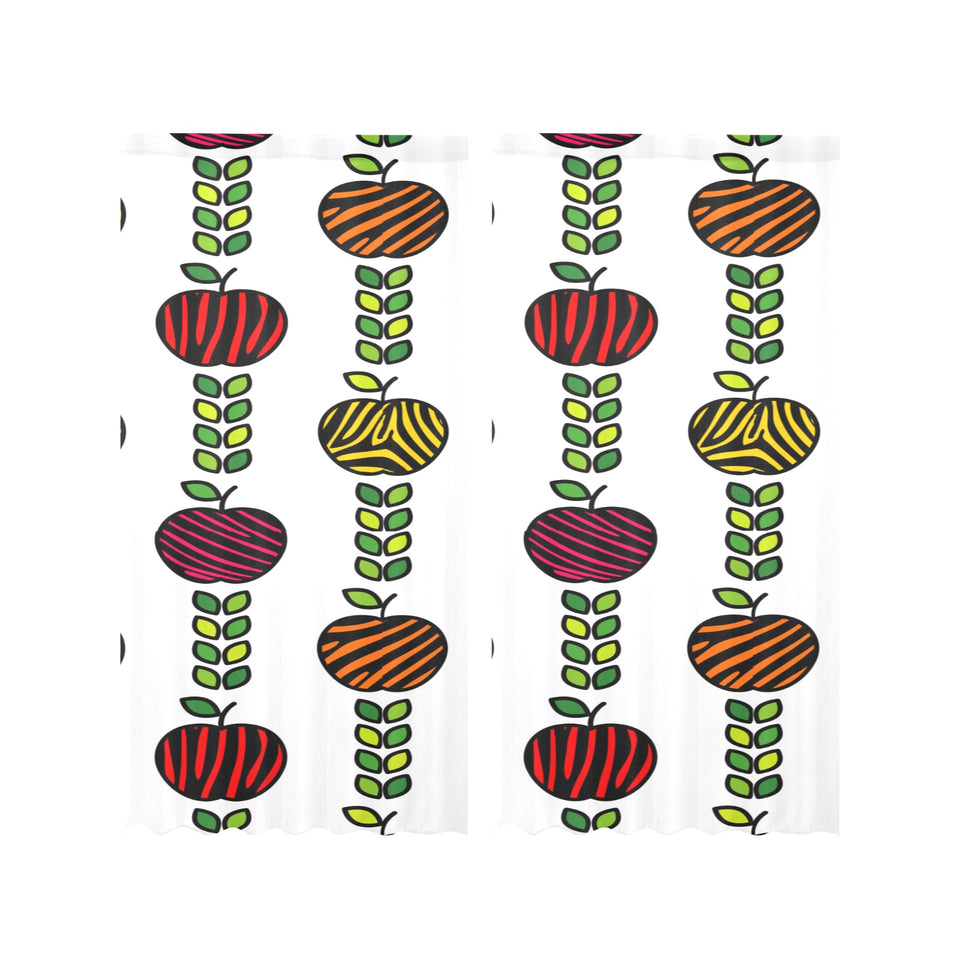 colorful apples leave zebra stripe Gauze Curtain