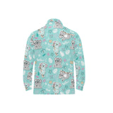 Cute koalas blue background pattern Men's Long Sleeve Polo Shirt