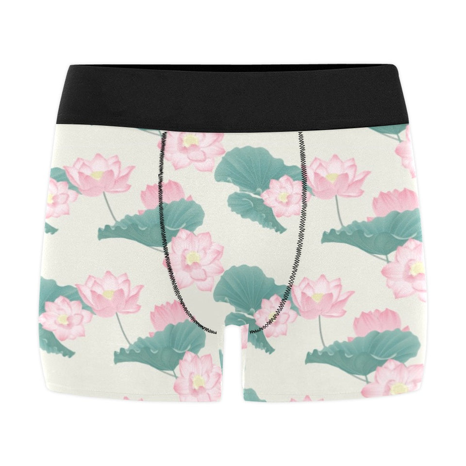 Pink lotus waterlily leaves pattern Men's All Over Print Boxer Briefs Men's Underwear