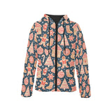 Christmas gingerbread cookie pattern Women's Padded Hooded Jacket