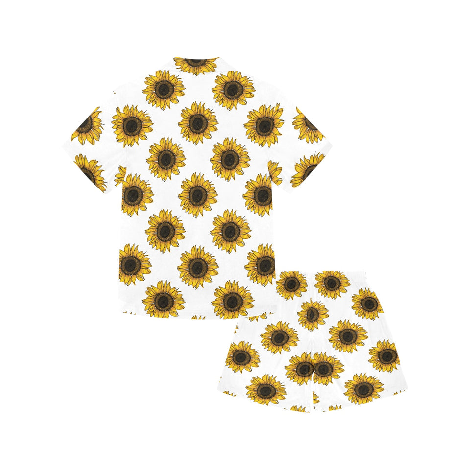 sunflowers design pattern Kids' Boys' Girls' V-Neck Short Pajama Set