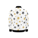 hand drawn gold black star pattern Kids' Boys' Girls' Bomber Jacket
