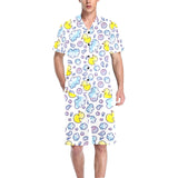 Duck Pattern Print Design 01 Men's V-Neck Short Pajama Set