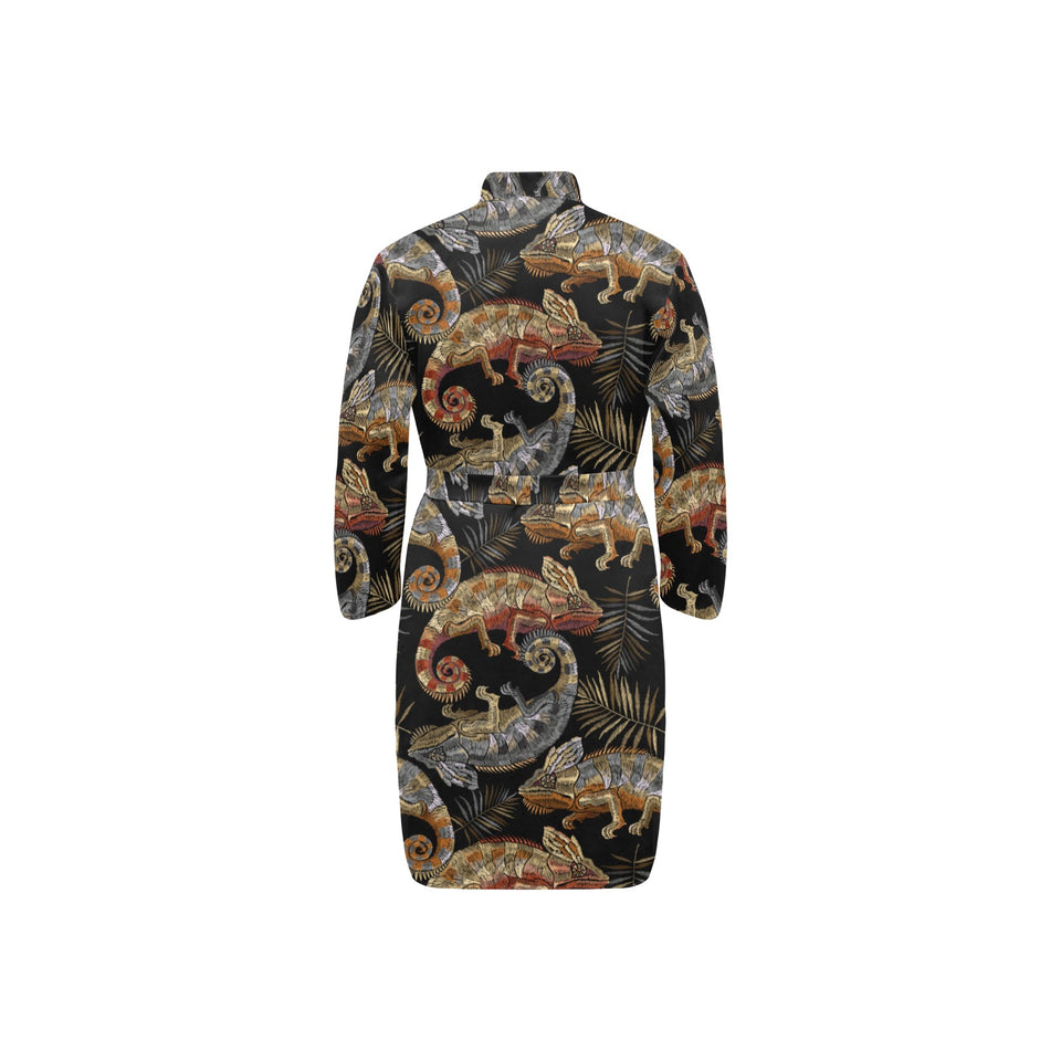 Cute dinosaurs pattern Men's Long Sleeve Belted Night Robe