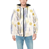 Lavender modern pattern blackground Men's Padded Hooded Jacket