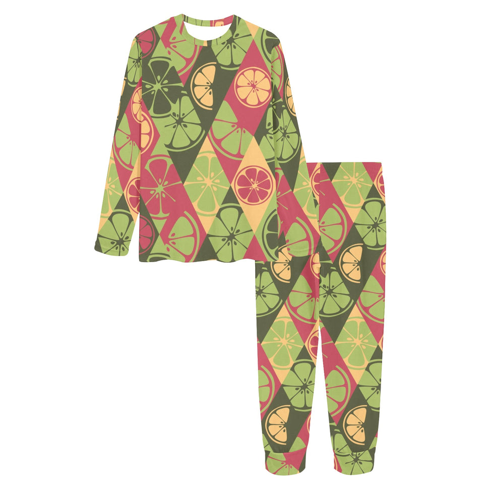 Cool Geometric lime pattern Women's All Over Print Pajama Set