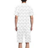 Bull Terrier Pattern Print Design 02 Men's V-Neck Short Pajama Set