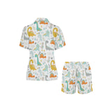 Cute funny kids dinosaurs pattern Women's V-Neck Short Pajama Set