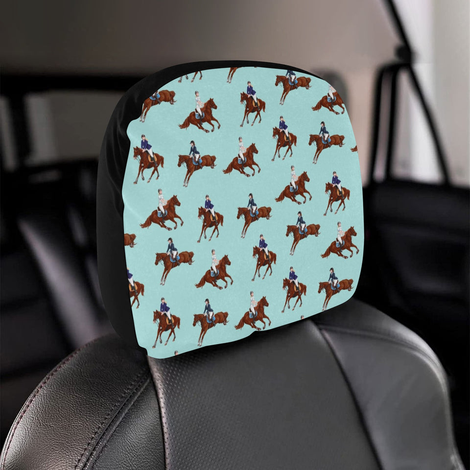 Horses running horses rider pattern Car Headrest Cover