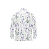 Hand painting Watercolor Lavender Men's Long Sleeve Polo Shirt