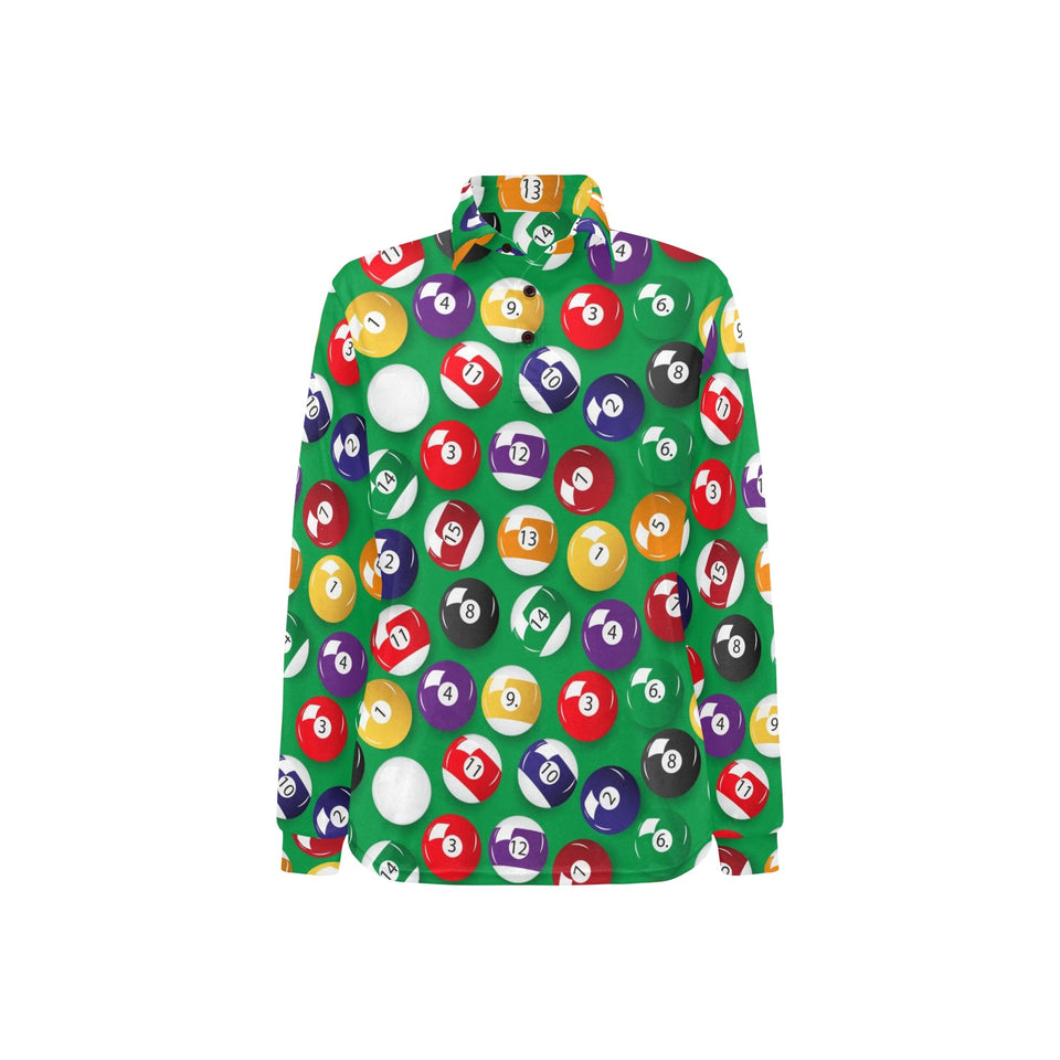 Billiard Ball Pattern Print Design 02 Women's Long Sleeve Polo Shirt