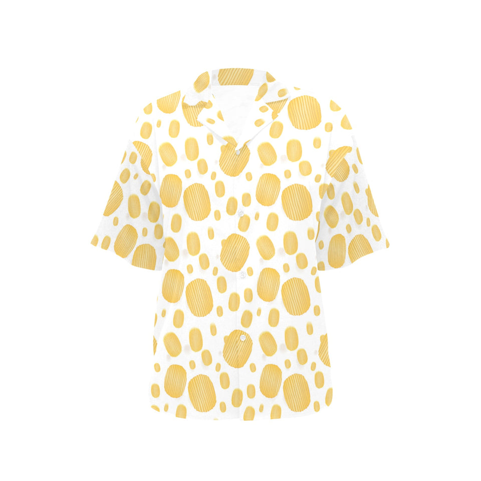 Potato Chips Pattern Print Design 03 Women's All Over Print Hawaiian Shirt