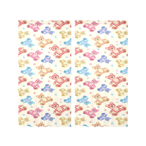 Teddy Bear Pattern Print Design 05 Gauze Curtain