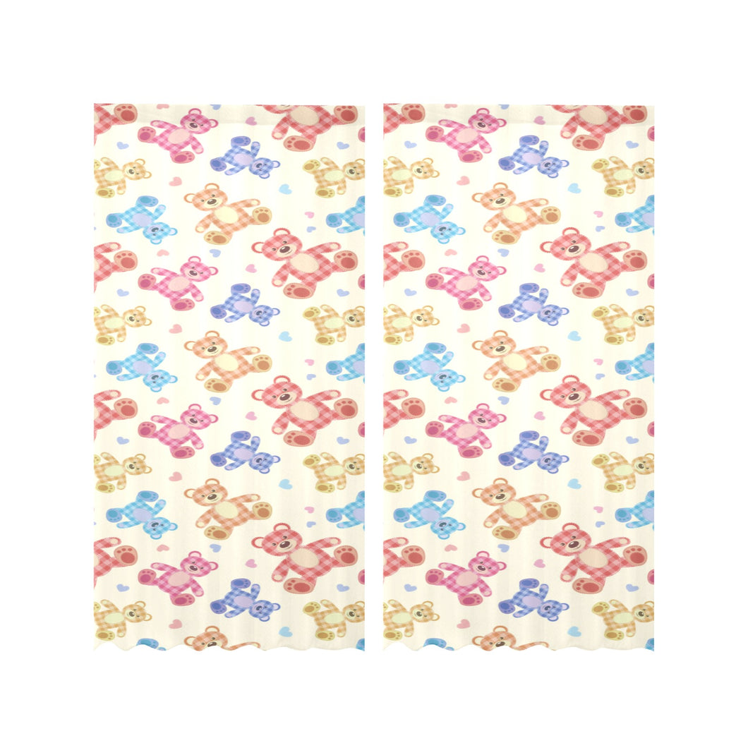 Teddy Bear Pattern Print Design 05 Gauze Curtain