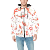 Watercolor Koi Fish Carp Fish pattern Men's Padded Hooded Jacket