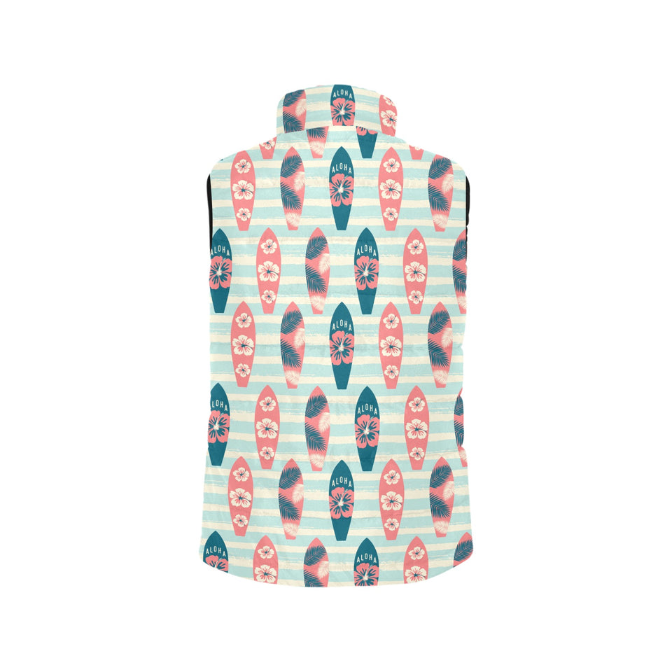 Surfboard Pattern Print Design 02 Women's Padded Vest