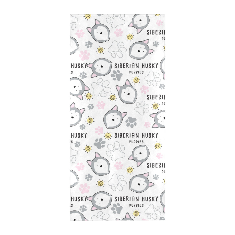 Siberian Husky design pattern Beach Towel