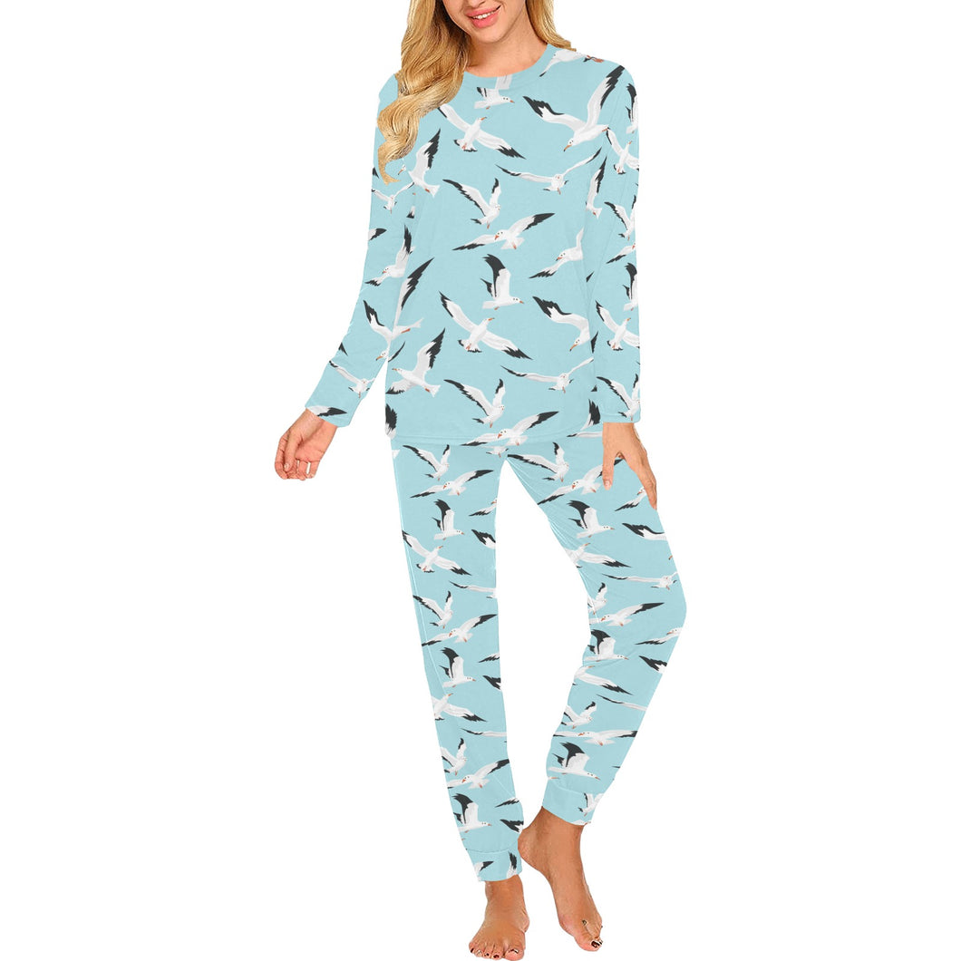 Seagull Pattern Print Design 01 Women's All Over Print Pajama Set