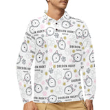 Siberian Husky design pattern Men's Long Sleeve Polo Shirt