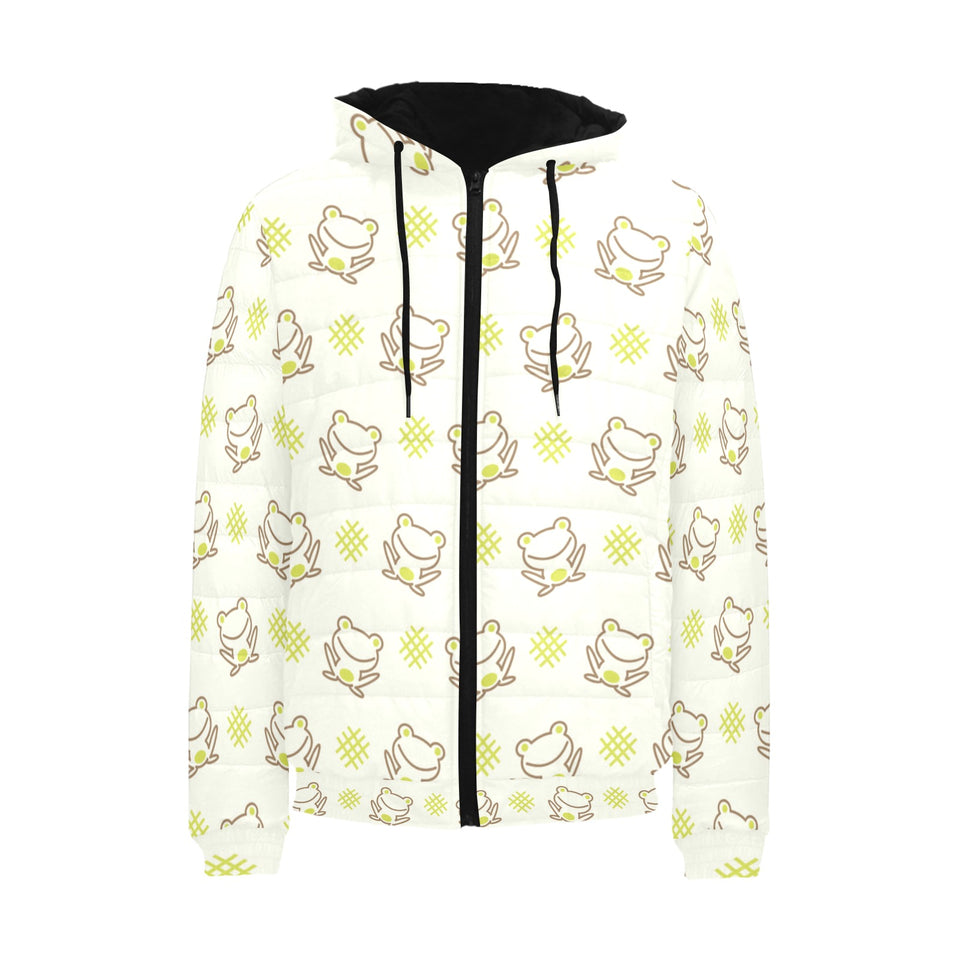 Cute cartoon frog baby pattern Men's Padded Hooded Jacket