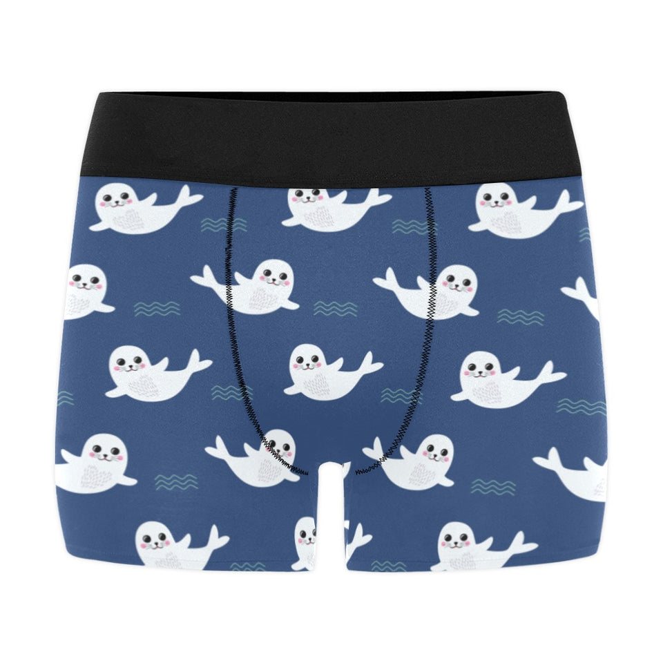 Cute white baby sea lion seal pattern Men's All Over Print Boxer Briefs Men's Underwear
