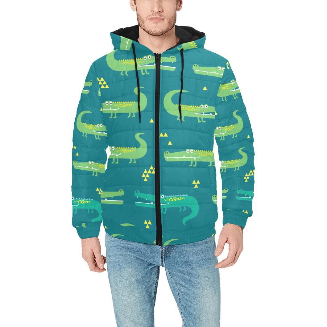 Crocodile pattern Men's Padded Hooded Jacket