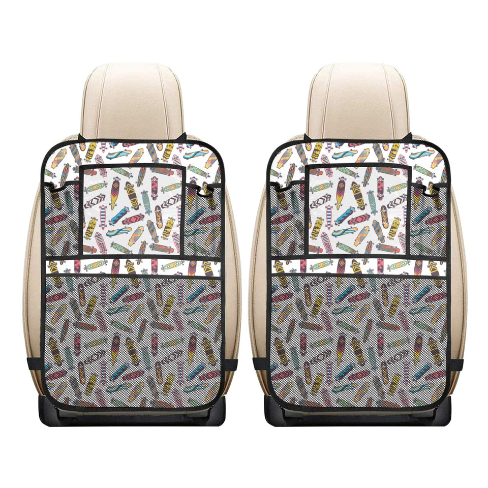 Skate Board Pattern Print Design 05 Car Seat Back Organizer
