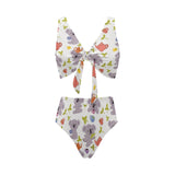 Cute koalas teapots tea Chest Bowknot High Waisted Bikini Swimsuit