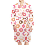 Colorful donut pattern Men's Long Sleeve Belted Night Robe