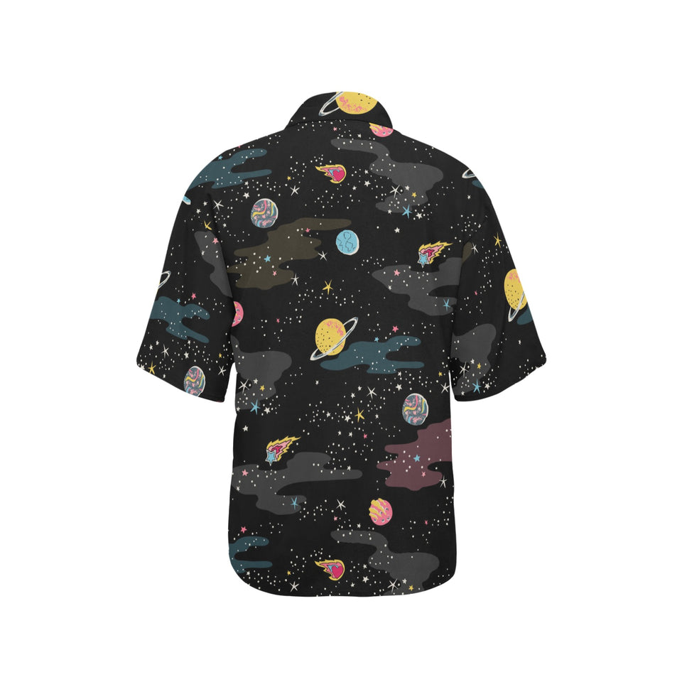 space pattern Women's All Over Print Hawaiian Shirt