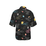 space pattern Women's All Over Print Hawaiian Shirt