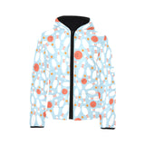 Bowling ball bowling pins blue blackground Kids' Boys' Girls' Padded Hooded Jacket