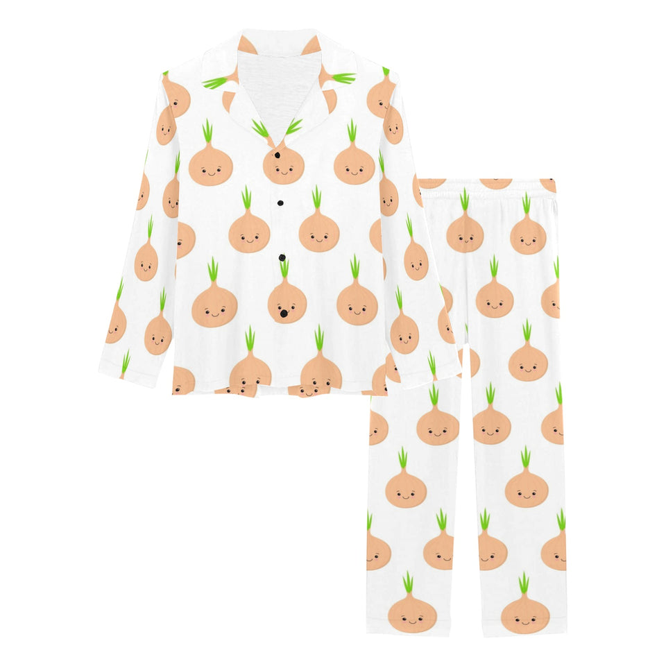 cute onions smiling faces Women's Long Pajama Set