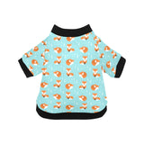 Fox pattern blue b ackground All Over Print Pet Dog Round Neck Fuzzy Shirt