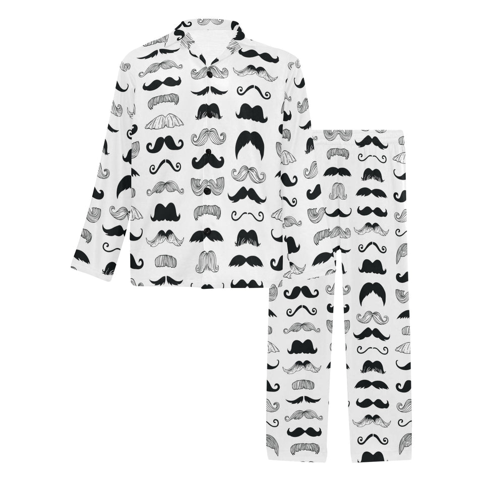 Mustache Beard Pattern Print Design 04 Men's Long Pajama Set