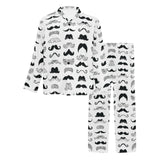Mustache Beard Pattern Print Design 04 Men's Long Pajama Set