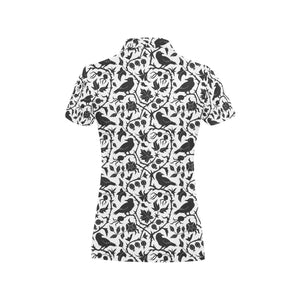 Crow dark floral pattern Women's All Over Print Polo Shirt